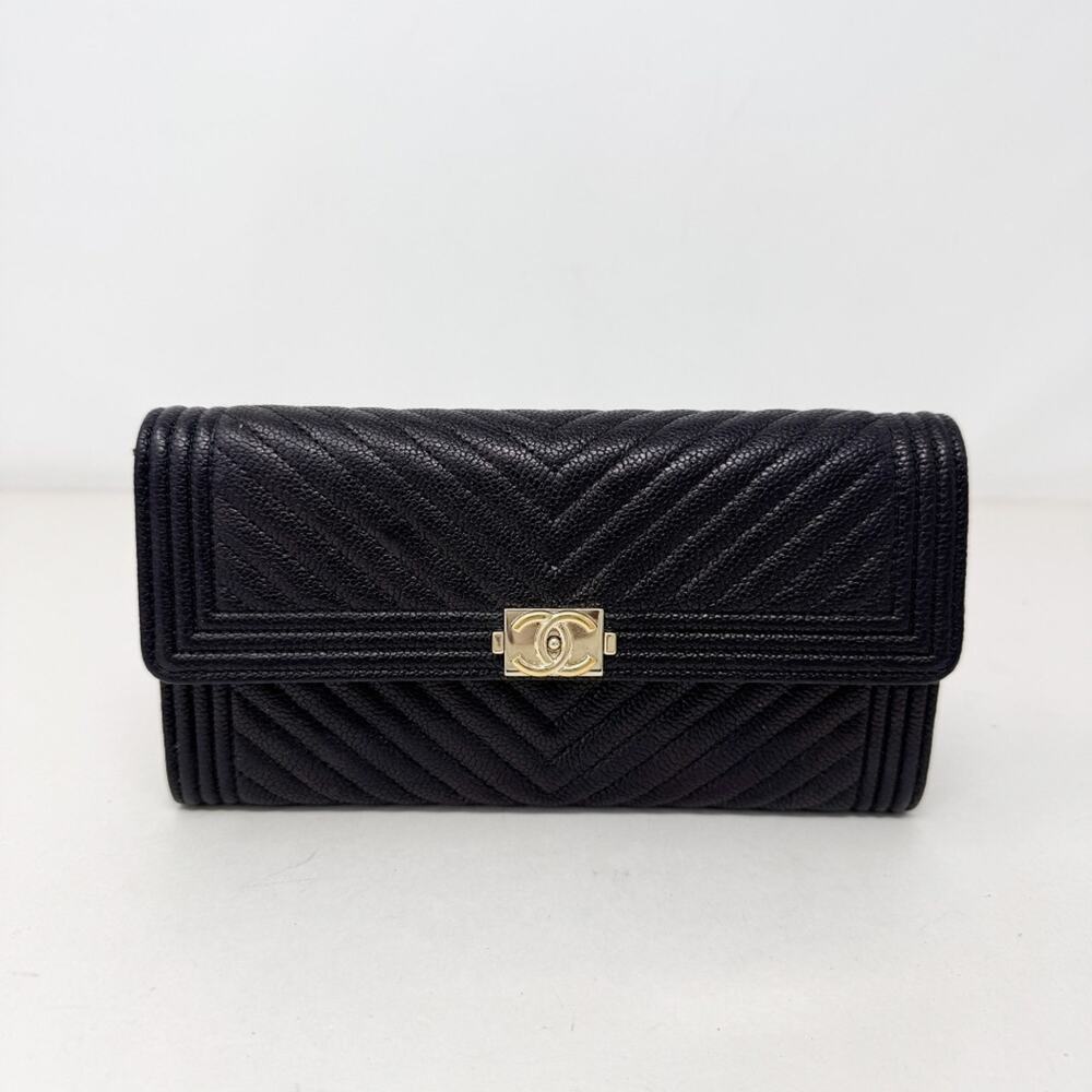Chanel Chevron Boy Flap Long Wallet